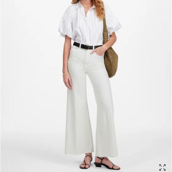 NWT Madewell Flared Wide Leg Crop Jeans Pure White Size 24 - Picture 1 of 14